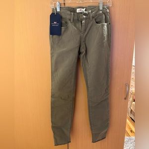 Raw Edge Skinny Jeans Olive Green